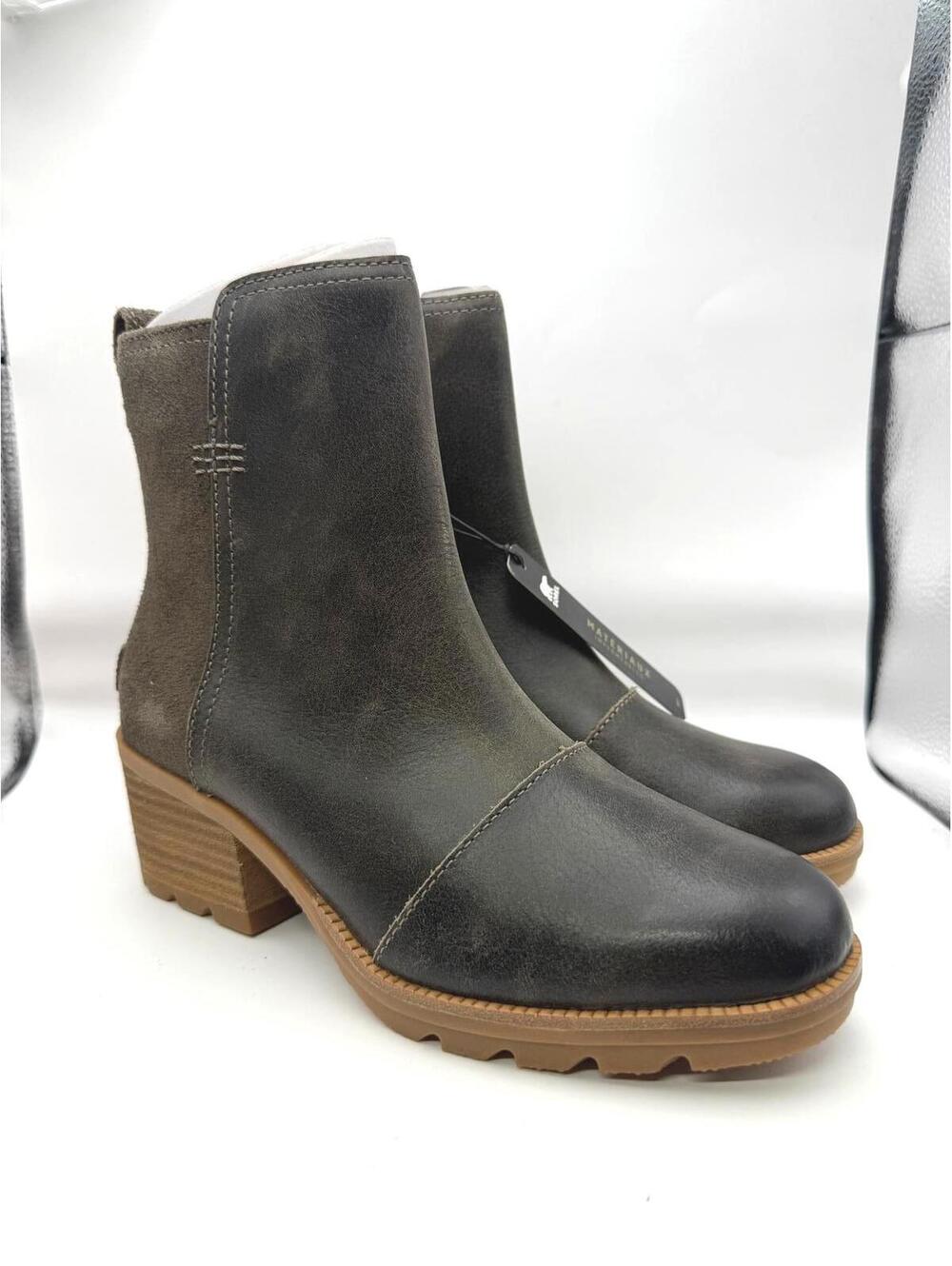 Sorel Cate Bootie 5.5 Women's Black and Brown Ankle Boots with Block Heel
